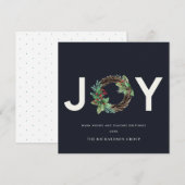 HOLLY BERRY NAVY JOY WREATH CHRISTMAS CORPORATE FEESTDAGENKAART (Voorkant / Achterkant)