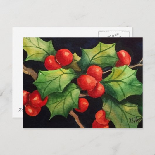 Holly Berry Night Briefkaart (Voorkant / Achterkant)