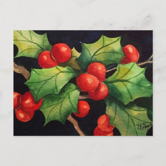 Holly Berry Night Briefkaart (Voorkant)