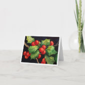 Holly Berry Night Notecard Feestdagen Kaart (Voorkant)