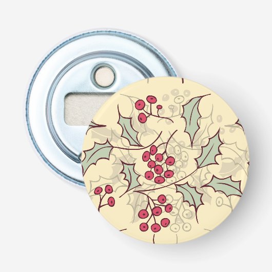 Holly berry-ontwerp button flesopener (Voorkant)