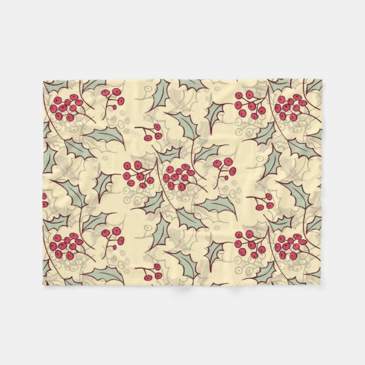 Holly berry-ontwerp fleece deken (Voorkant (Horizontaal))