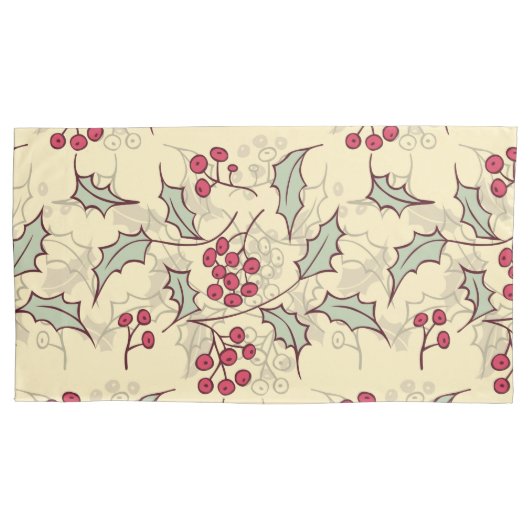 Holly berry-ontwerp kussensloop (Voorkant-Links)