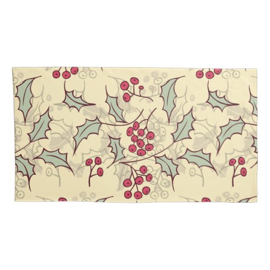 Holly berry-ontwerp kussensloop (Achterkant-Rechts)