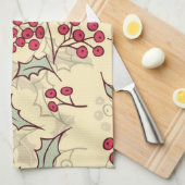 Holly berry-ontwerp theedoek (Quarter Fold)