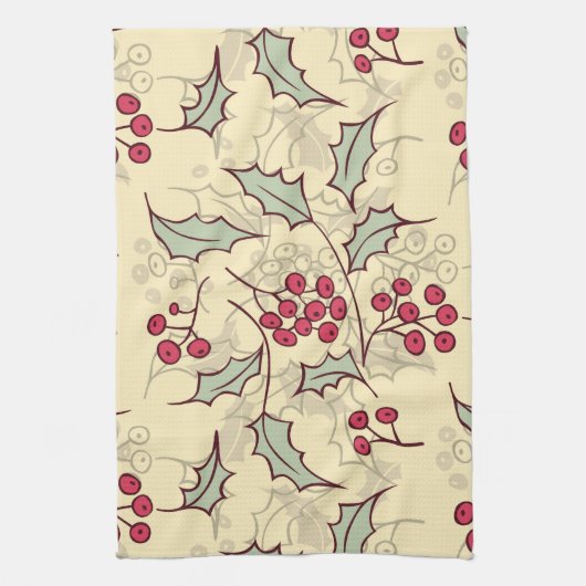 Holly berry-ontwerp theedoek (Verticaal)