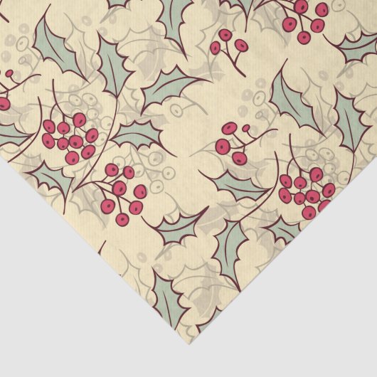 Holly berry-ontwerp tissuepapier (Detail)