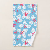 Holly berry op blauw bad handdoek (Handdoek)