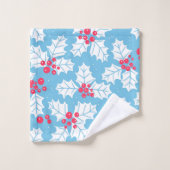 Holly berry op blauw bad handdoek (Wasdoekje)