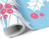 Holly berry op blauw cadeaupapier (Rol Hoek)