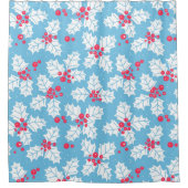 Holly berry op blauw douchegordijn (Voorkant)