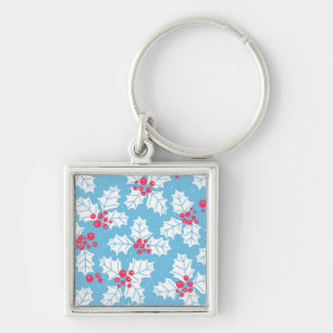 Holly berry op blauw sleutelhanger