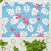Holly berry op blauw theedoek (Gevouwen)