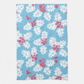 Holly berry op blauw theedoek (Verticaal)