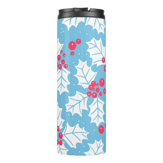 Holly berry op blauw thermosbeker (Achterkant)