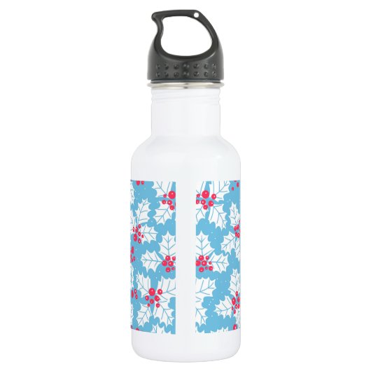 Holly berry op blauw waterfles  (Achterkant)