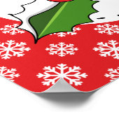 Holly Berry op Red White Snowflakes Pattern Poster (Hoek)