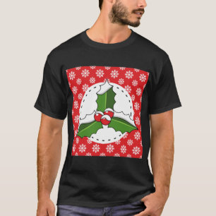 Holly Berry op Red White Snowflakes Pattern T-shirt