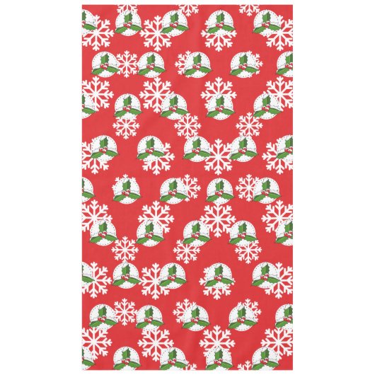 Holly Berry op Red White Snowflakes Pattern Tafelkleed (Voorkant)