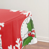 Holly Berry op Red White Snowflakes Pattern Tafelkleed (Voorbeeld)