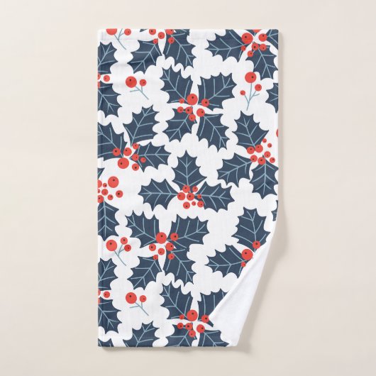 Holly berry op wit bad handdoek (Handdoek)