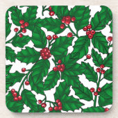 Holly berry op wit bier onderzetter (Voorkant)