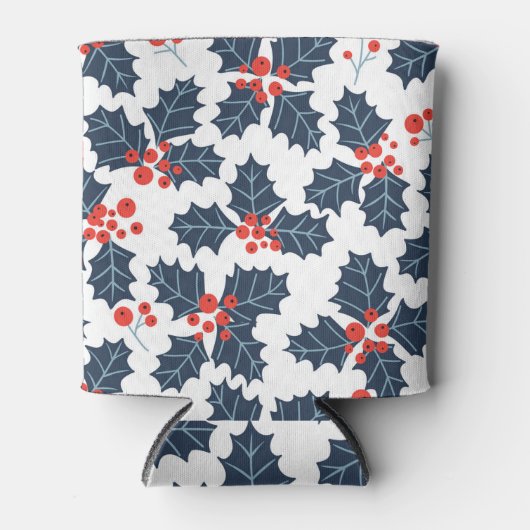 Holly berry op wit blikjeskoeler (Voorkant)