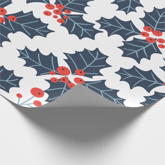 Holly berry op wit cadeaupapier (Hoek)