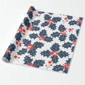 Holly berry op wit cadeaupapier (Uitgerold)