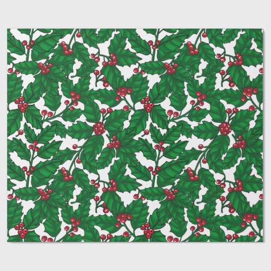 Holly berry op wit cadeaupapier (Vlak)