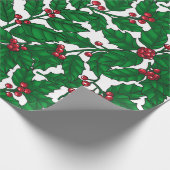 Holly berry op wit cadeaupapier (Hoek)