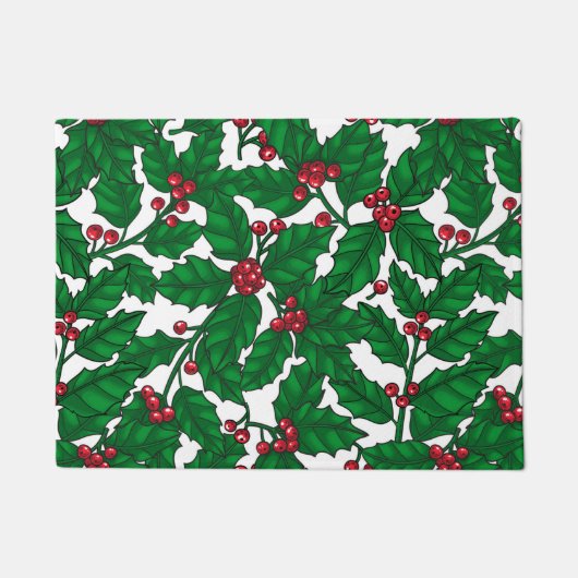 Holly berry op wit deurmat (Voorkant)