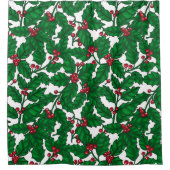 Holly berry op wit douchegordijn (Voorkant)