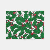 Holly berry op wit fleece deken (Voorkant (Horizontaal))