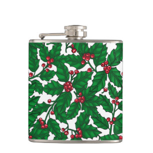 Holly berry op wit heupfles