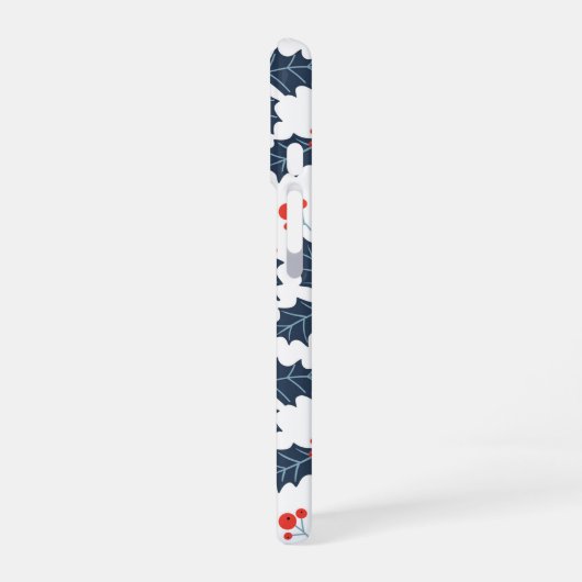 Holly berry op wit iPhone 16 hoesje (Linkerkant)