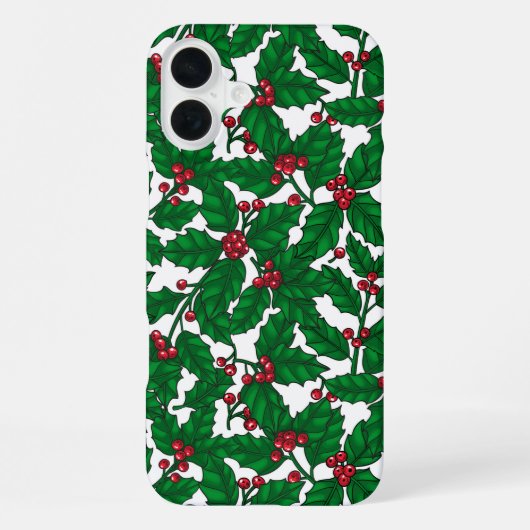 Holly berry op wit iPhone hoesje (Achterkant)