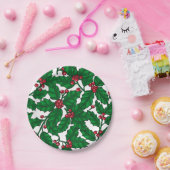 Holly berry op wit papieren bordje (Feest)