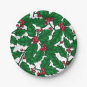 Holly berry op wit papieren bordje (Voorkant)