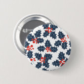 Holly berry op wit ronde button 5,7 cm (Voorkant /achterkant)