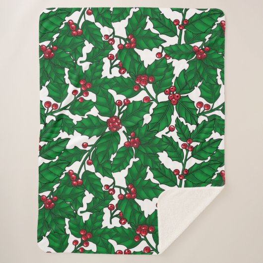Holly berry op wit sherpa deken (Voorkant)