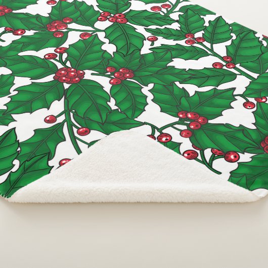 Holly berry op wit sherpa deken (3/4)