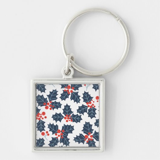 Holly berry op wit sleutelhanger (Voorkant)