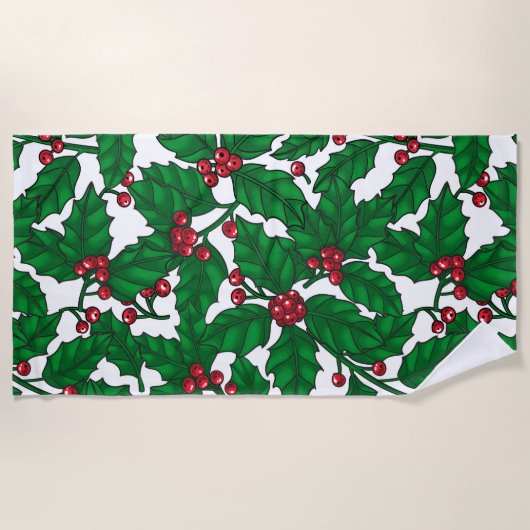 Holly berry op wit strandlaken (Voorkant)