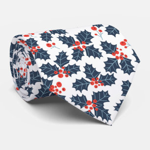 Holly berry op wit stropdas