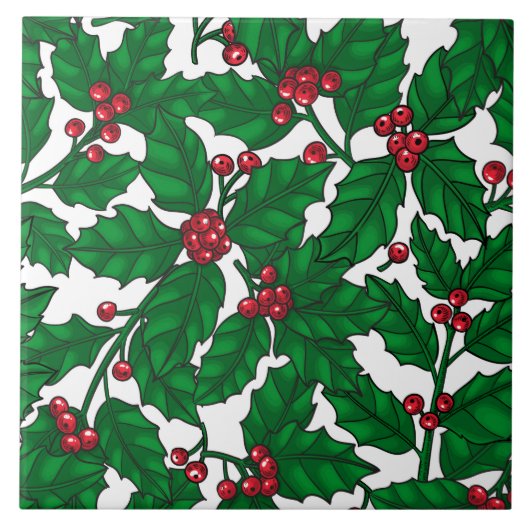 Holly berry op wit tegeltje (Voorkant)