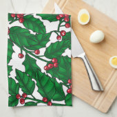 Holly berry op wit theedoek (Quarter Fold)