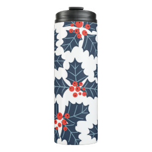 Holly berry op wit thermosbeker