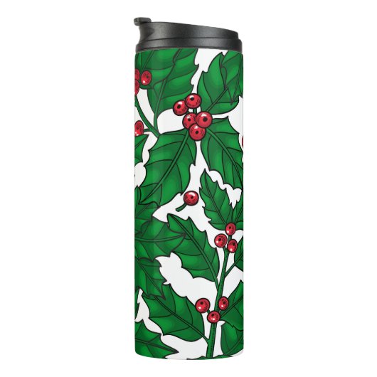 Holly berry op wit thermosbeker (Geroteerd rechts)