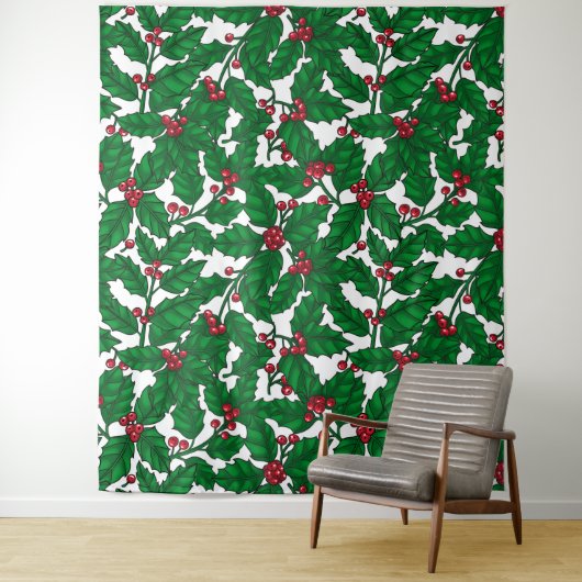 Holly berry op wit wandkleed (In situ)